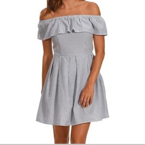 Ces Femme strapless seersucker dress